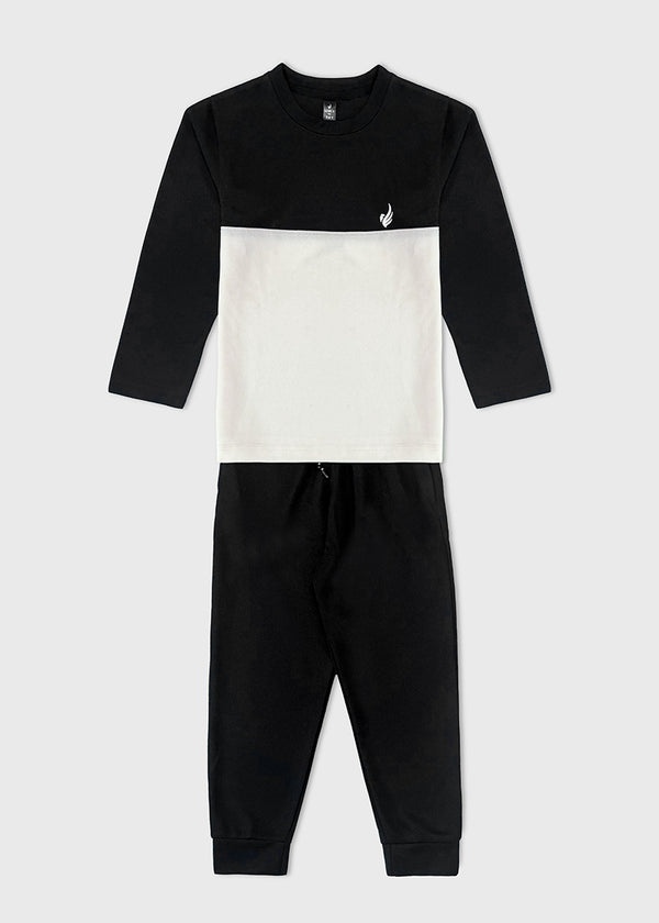 BOY TRACKSUIT S25BST006 WHT & BLK