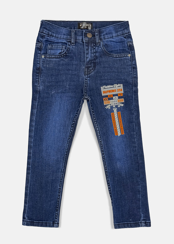 BOY DENIM PRINTED DARK (BLUE)