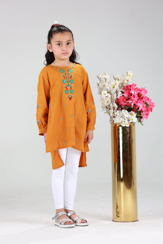 GIRLS KURTI EMB S25GKI014 MUSTARD