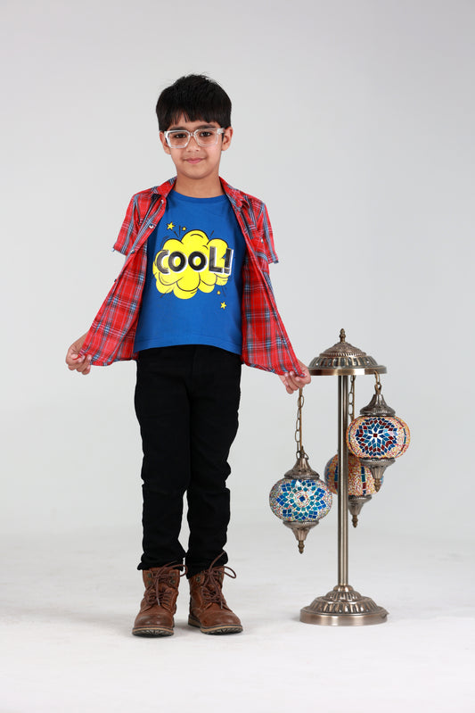 COOL CASUAL DOUBLE SHIRT S25BSC006 MULTI RED & BLUE
