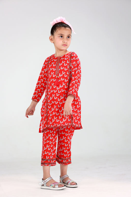 GIRLS LACED SUIT S25GSU001 RED
