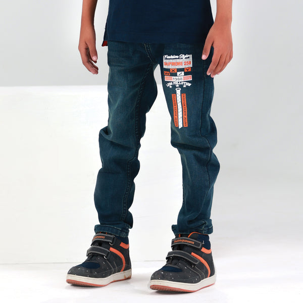 BOY DENIM PRINTED DARK (BLUE)