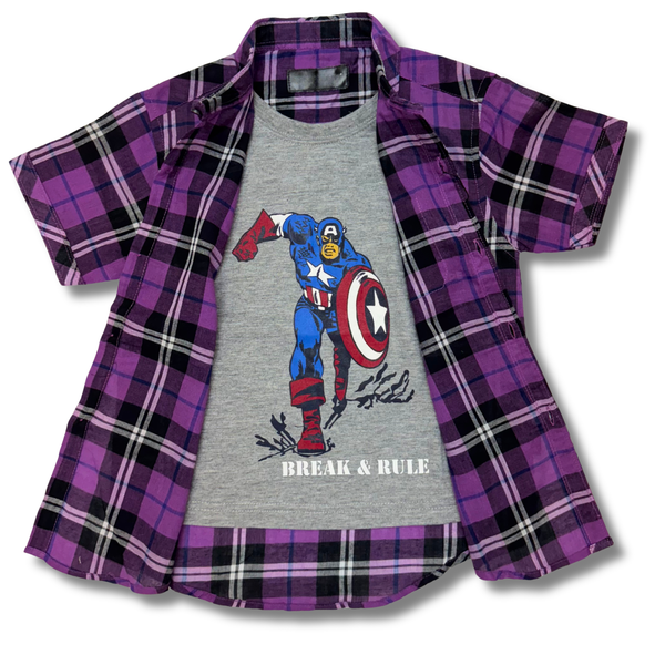 BOY C-SHIRT CAPTAIN AMERICA (PURPLE)