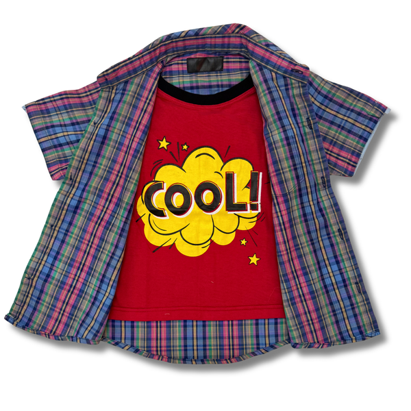 COOL CASUAL DOUBLE SHIRT MULTI (RED)