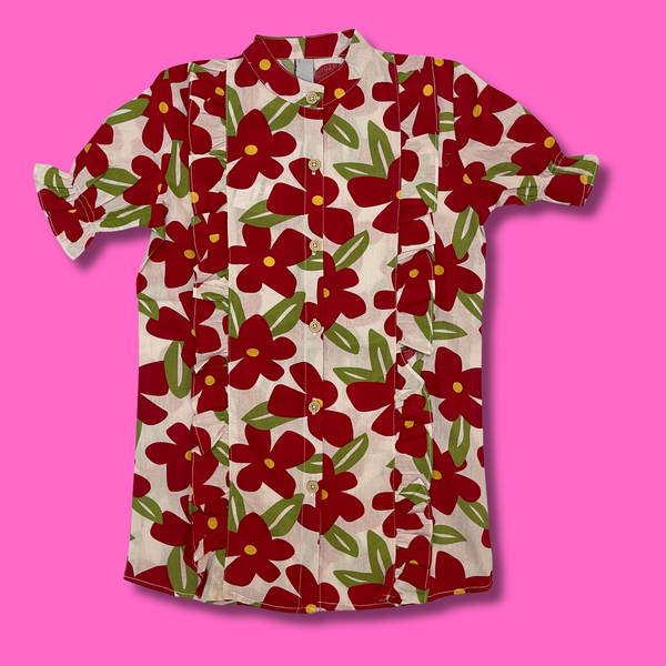 GIRLS KURTI FRILL TOP (MULTI)