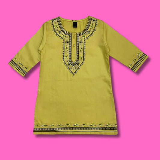 GIRLS KURTI EMB S25GKI010 YELLOW