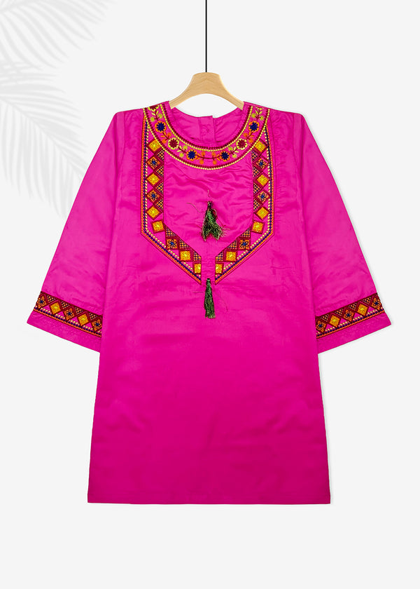 GIRL KURTI EMB S25GKI012 PINK