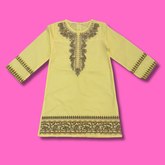 GIRLS KURTI EMB S25GKI015 YELLOW