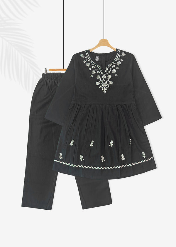 GIRL SUIT EMB S25GSU002 BLACK