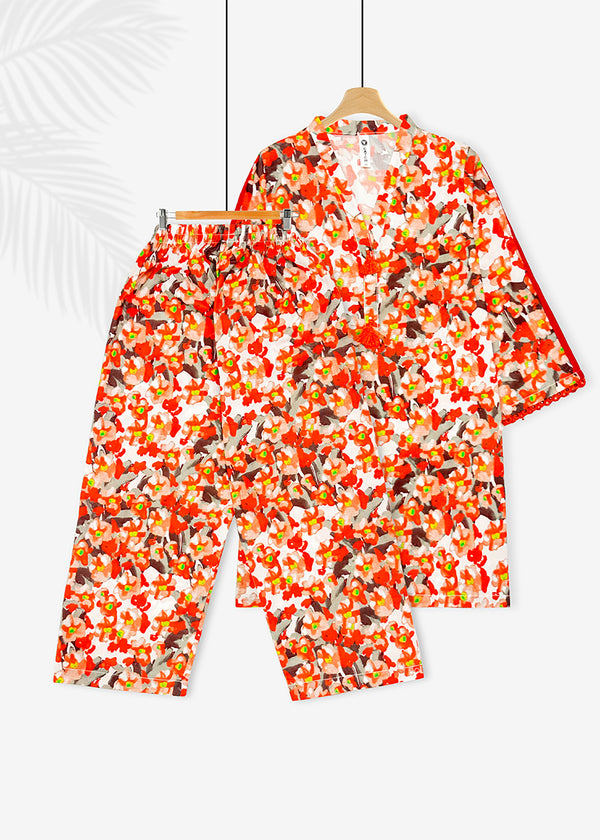 GIRL PRINTED 2PC SUIT S25GSU029 ORANGE