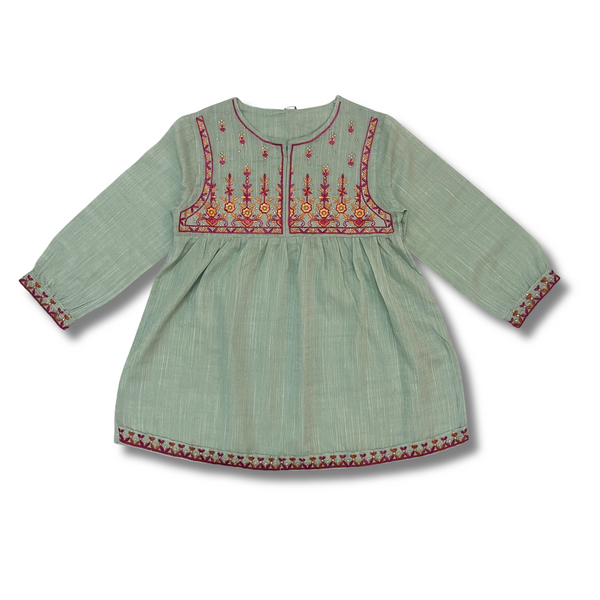 GIRLS TOP EMB (GREEN)