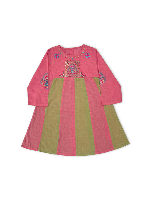 GIRLS TOP EMB G&P (PINK)