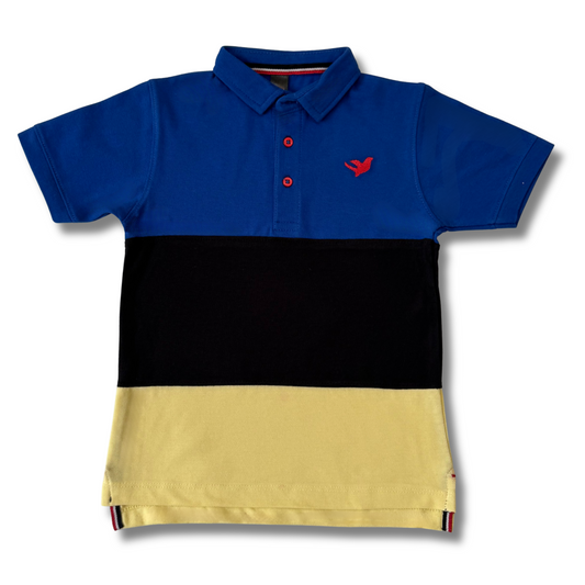 BOY POLO 3 PANAL S25BPL003 BLUE BLACK & YELLOW