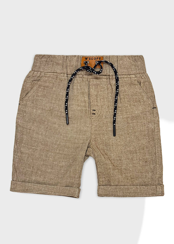 BOYS COTTON TEXTURE SHORTS LIGHT (BROWN)