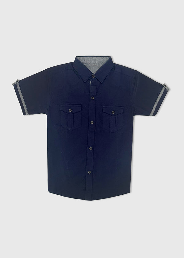 BOY C-SHIRT DBL POCKET S25BSC013 DARK BLUE