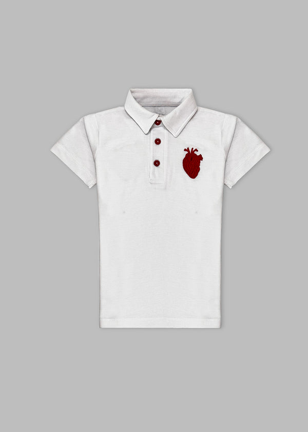 BOY EMROIDERY POLO S25BPL010 WHITE